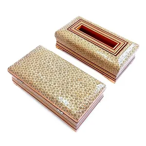 ست جعبه دستمال و کارد و چنگال خاتم کاری کد 260026