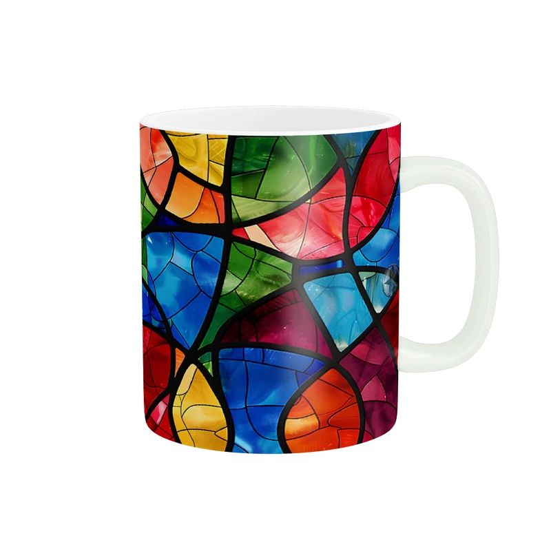 ماگ پادآفرین مدل نقاشی آبستره شیشه ای کد 140