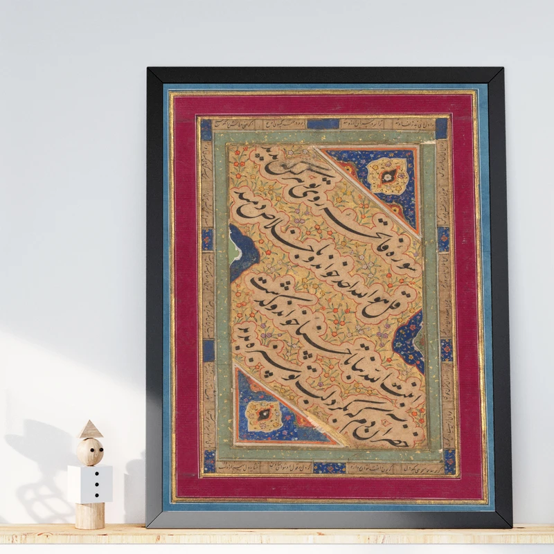 تابلو طرح نگارگری سنتی مدل G01922 فریم مشکی