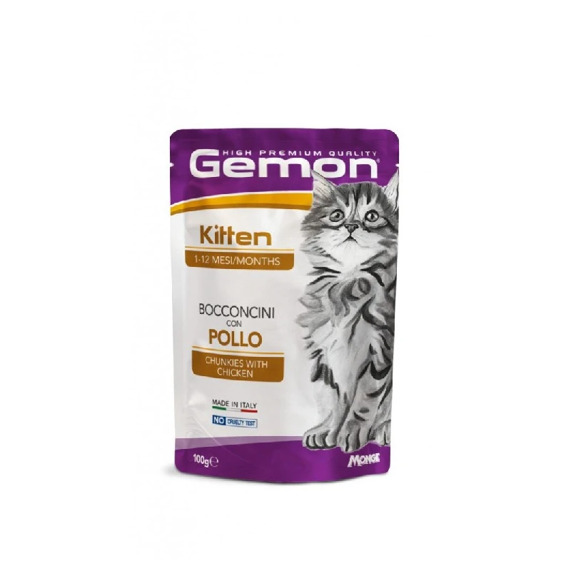 پوچ گربه بالغ جمون مدل Gemon Adult Cat Chunkies طعم مرغ وزن 100 گرم