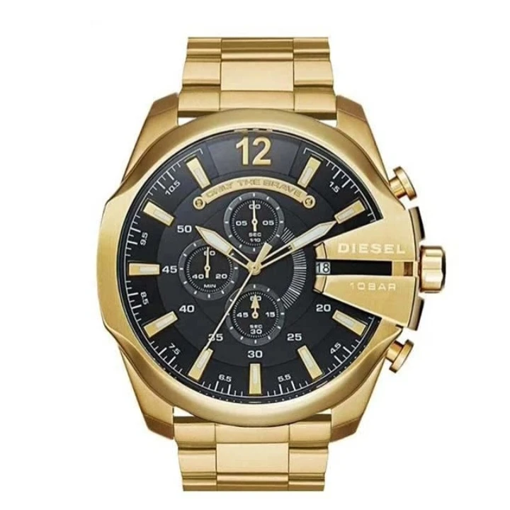 ساعت مچی عقربه‌ای مردانه  کوارتز مدل دیزل شاختدار بند طلایی