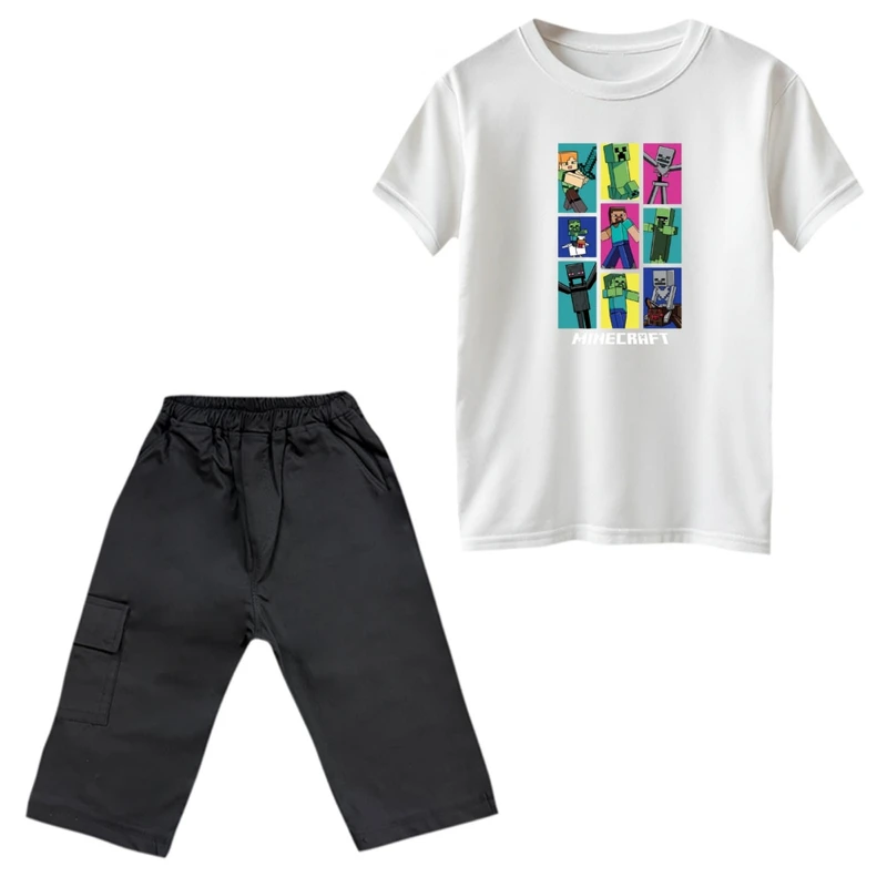 ست تی‌شرت و شلوارک پسرانه مدل ماینکرفت کد 21