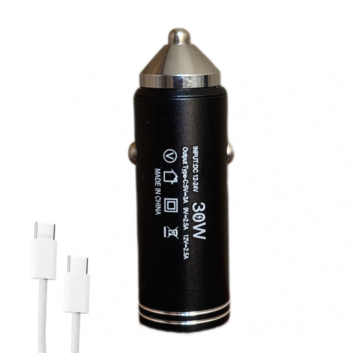 شارژر فندکی 30 وات اچ تی ام مدل c23 به همراه کابل USB-C