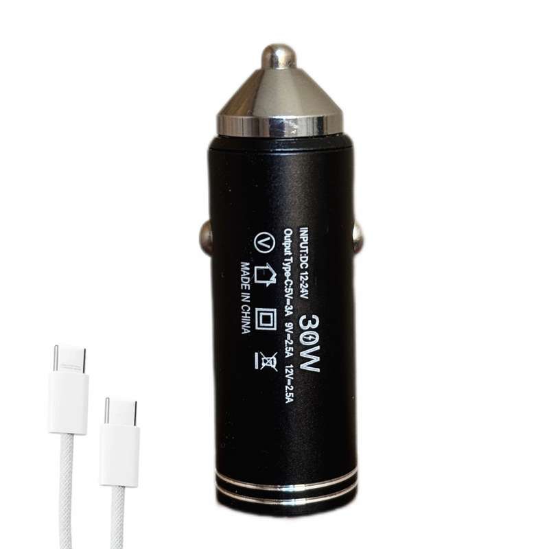 شارژر فندکی 30 وات اچ تی ام مدل c23 به همراه کابل USB-C