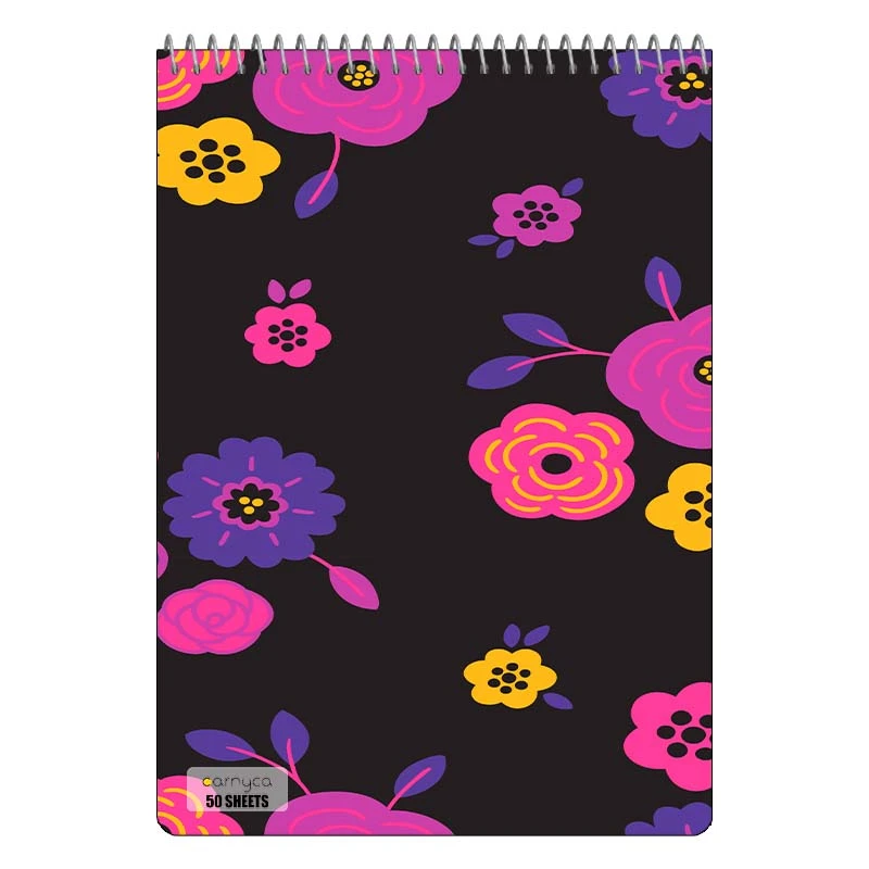 دفتر نقاشی 50 برگ سیمی کارنیکا طرح پترن گل دار Floral Pattern کد 41115