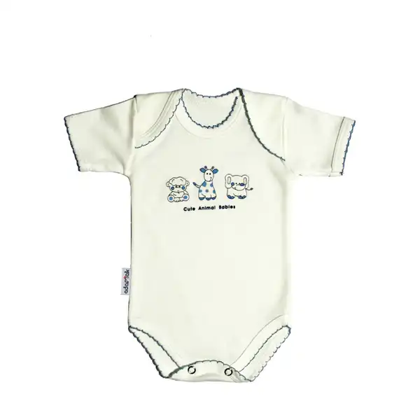 بادی آستین کوتاه نوزادی آدمک مدل فیل و زرافه