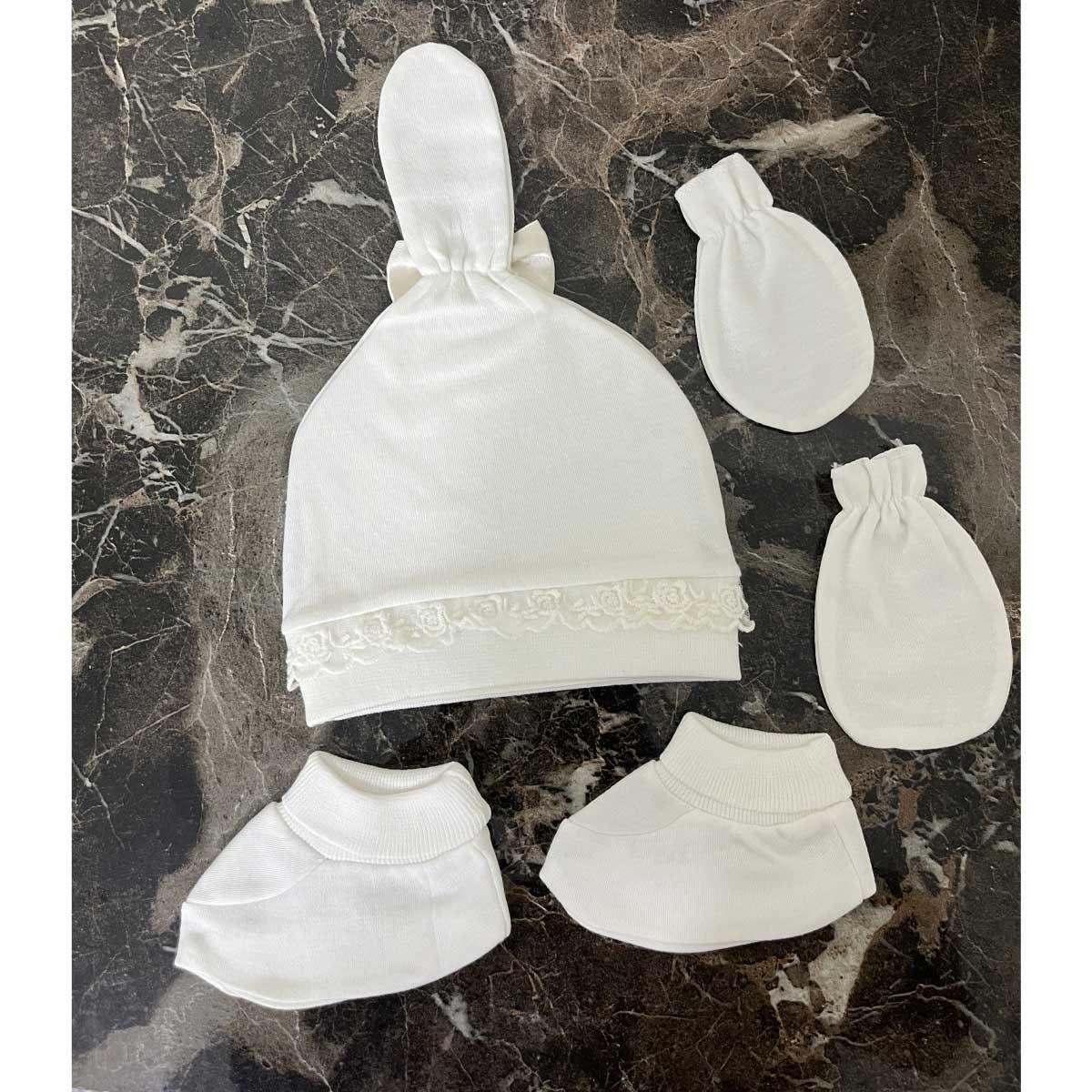 ست کلاه و دستکش و پاپوش نوزادی مادرکر مدل شیپوری BABY FLY -  - 5