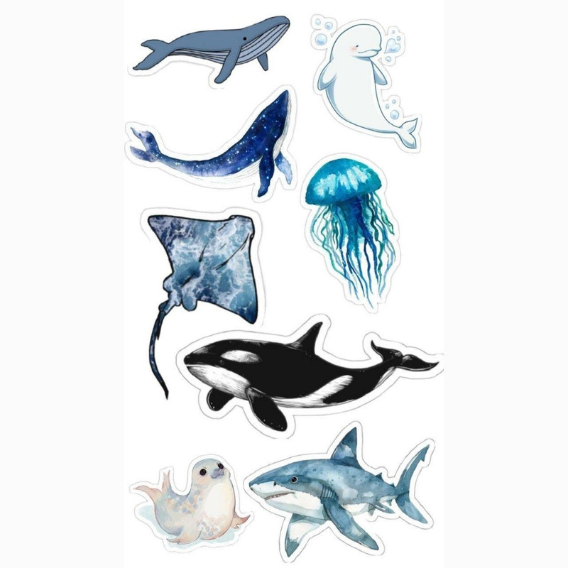 استیکر مدل Blue animals مجموعه 8 عددی