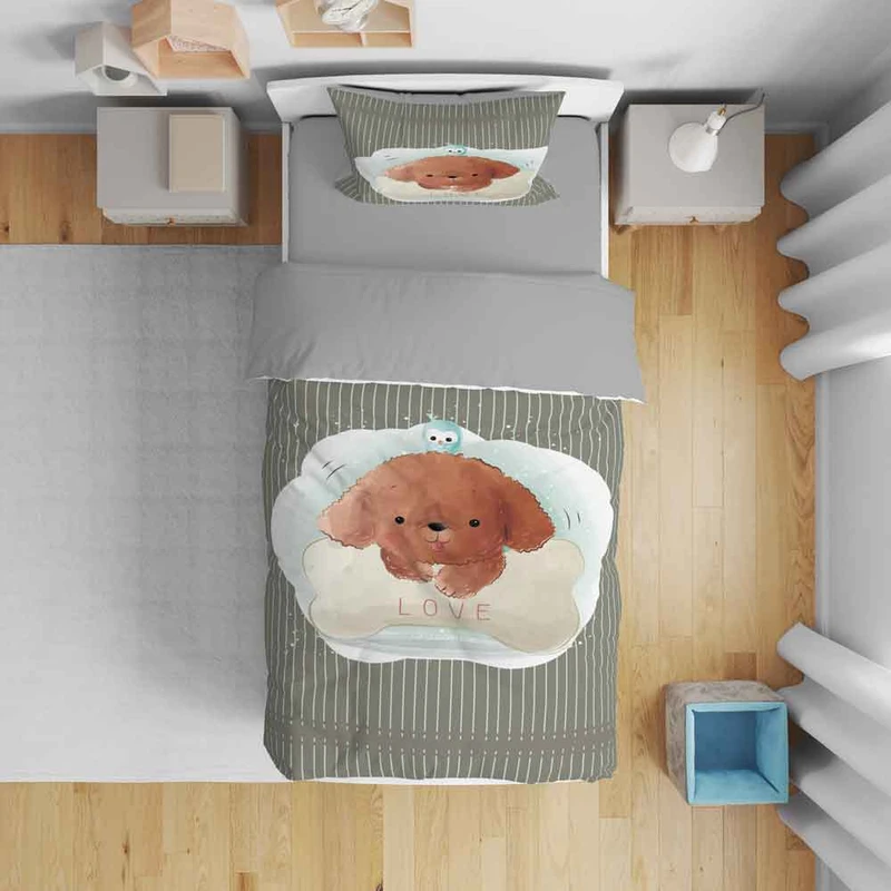 سرویس روتختی نوپه هوم مدل سگ و جوجه T5973 تک نفره 5 تکه