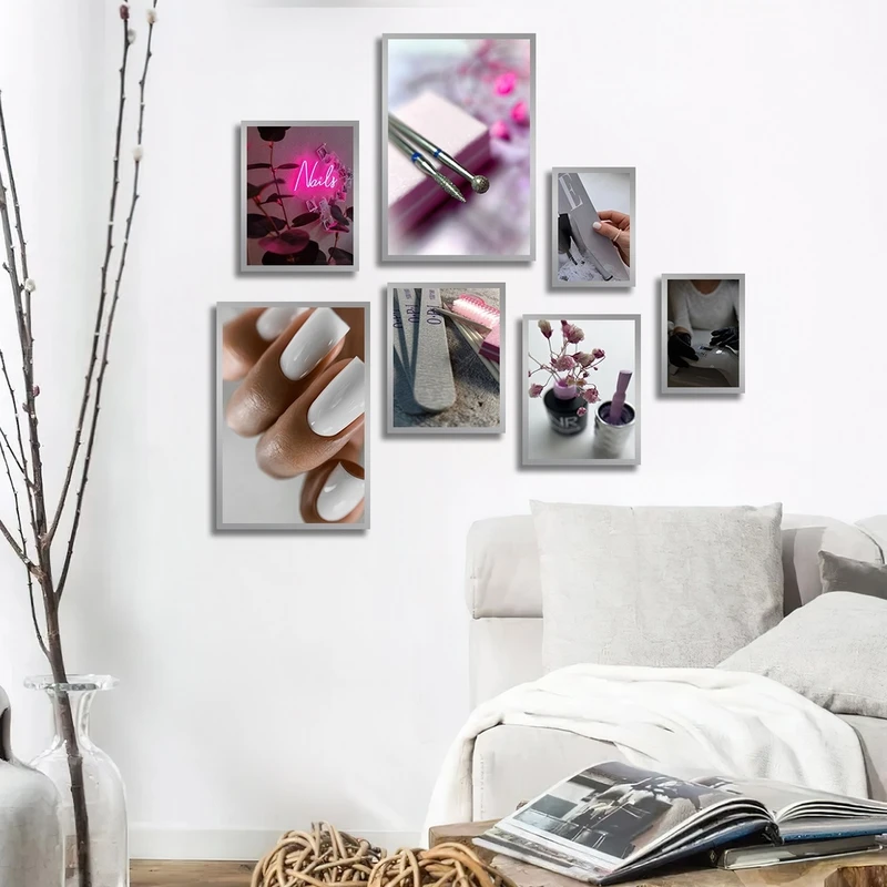 تابلو بکلیت طرح کاشت ناخن و لاک مدل SI-2733 مجموعه 7 عددی