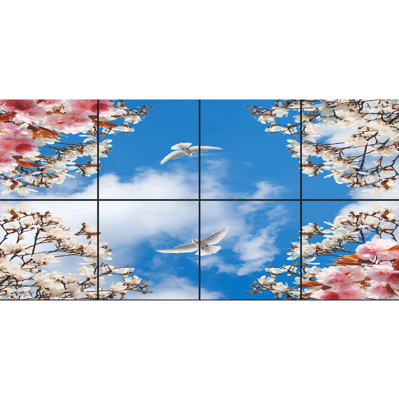 تایل سقفی آسمان مجازی طرح دو کبوتر کد 8005 سایز 60x60 سانتی متر مجموعه 8 عددی