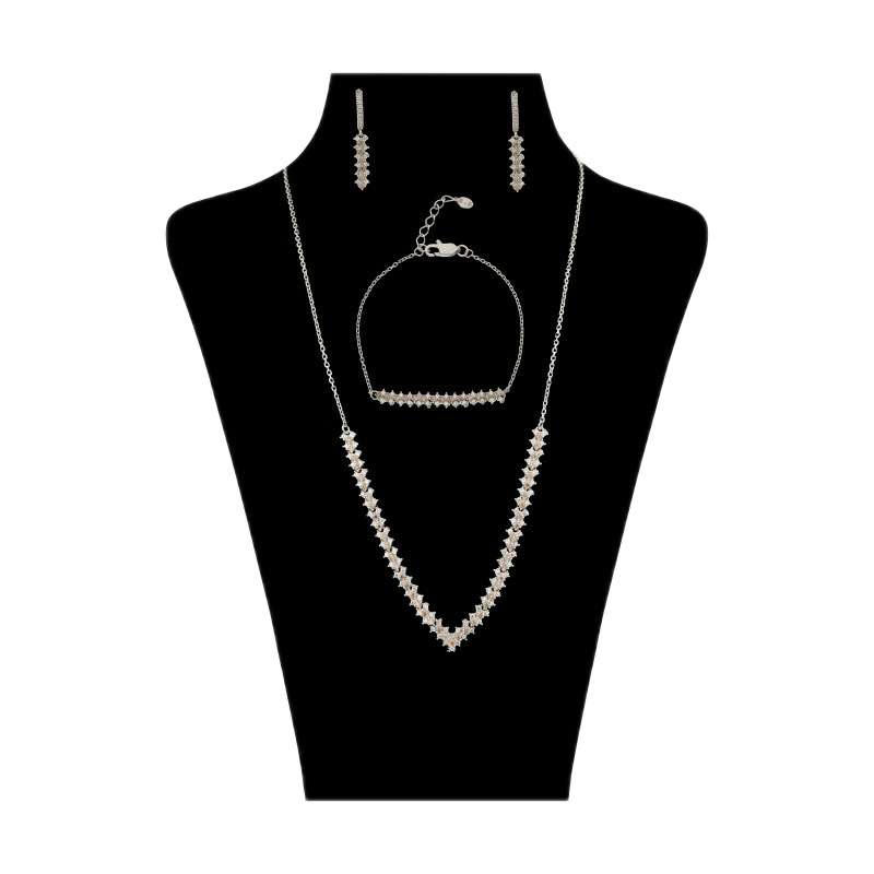 نیم ست نقره زنانه مدل پرنس جواهری - Brn012