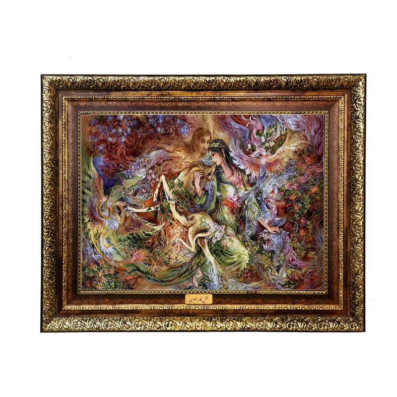 تابلو فرش ماشینی نقش نگار رضوی طرح مینیاتور کد 1497KH