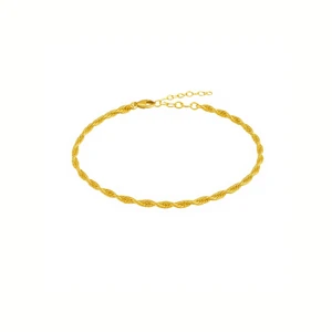 دستبند زنجیری طلا 18 عیار زنانه گالری قو طلایی مدل طنابی