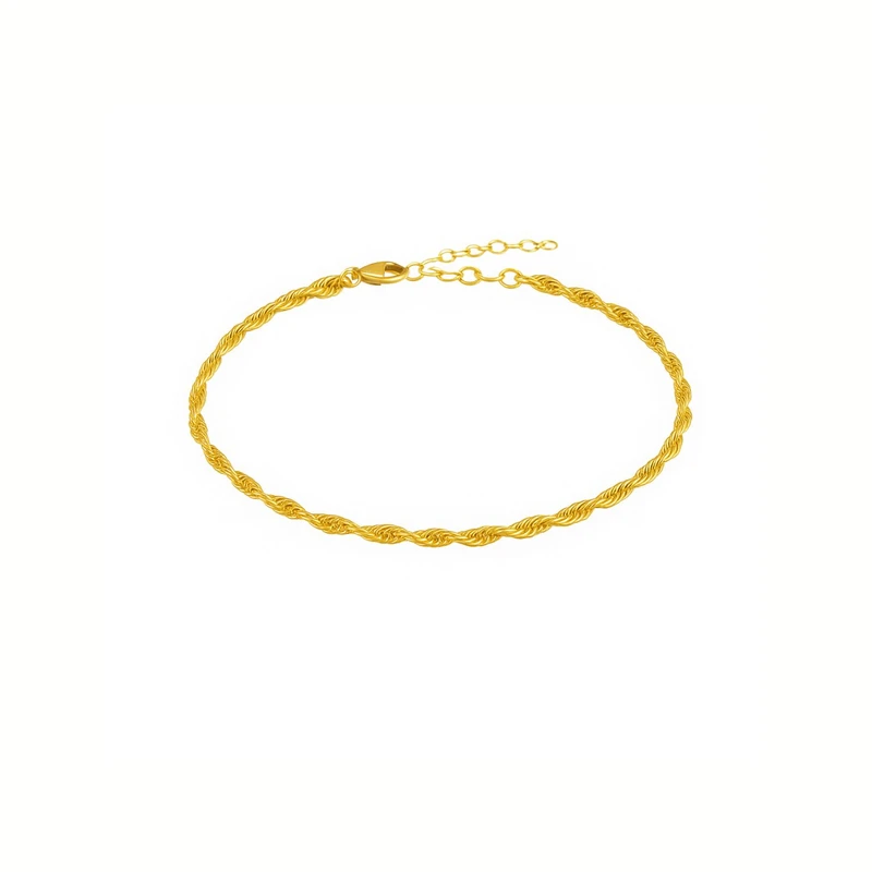 دستبند زنجیری طلا 18 عیار زنانه گالری قو طلایی مدل طنابی