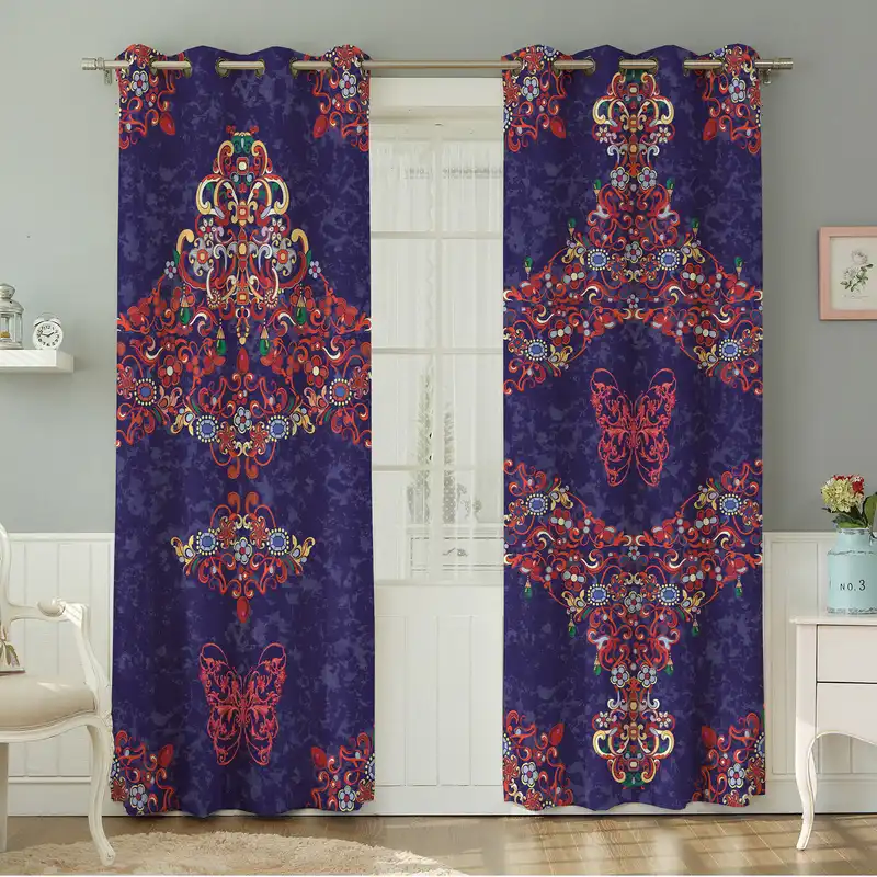 پرده نیروانا طرح سنتی  مدل مخمل کد 4729 سایز 140×280 سانتی متر