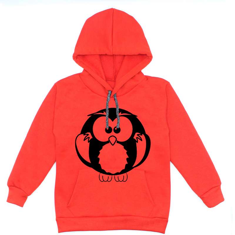 هودی دخترانه مدل جغد A79 رنگ قرمز