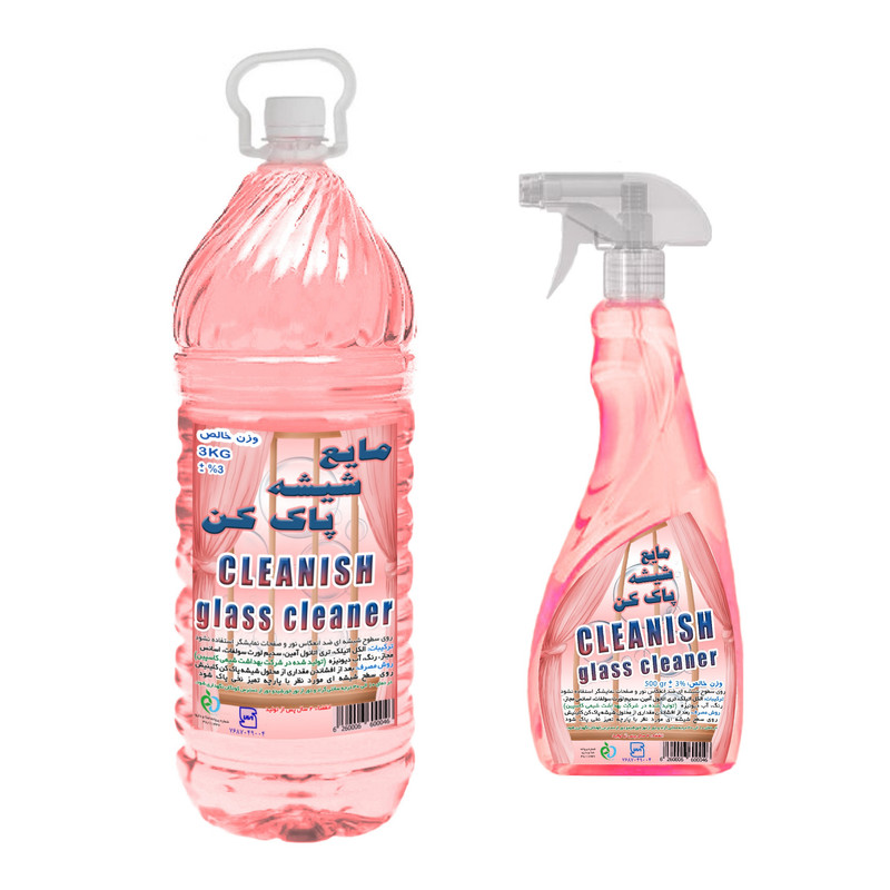 مایع شیشه پاک کن کلینیش مدل PP3 وزن 3000 گرم به همراه اسپری مایع شیشه پاک کن کلینیش مدل P5 وزن 500 گرم