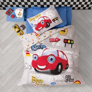 سرویس روتختی کاتن باکس مدل Junior Beep Beep Kirmizi تک نفره 3 تکه