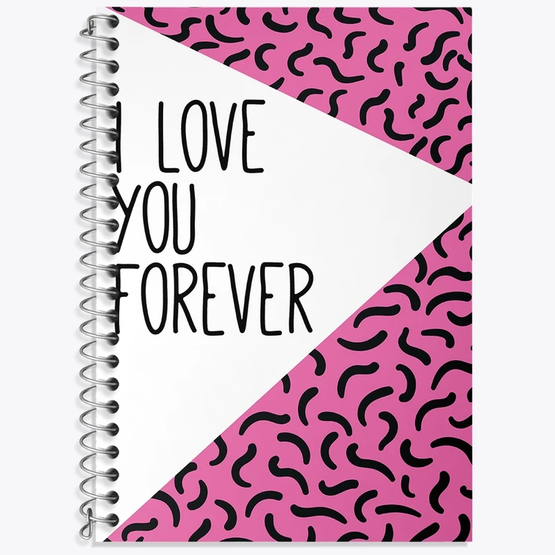 دفتر زبان 50 برگ خندالو مدل دو خط طرح I Love You Forever کد N264