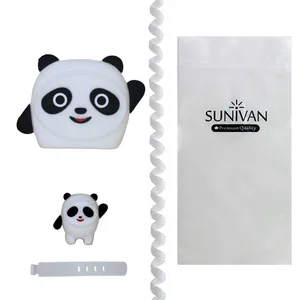 محافظ شارژر دیواری سانیوان طرح عروسکی پاندا مجموعه 4 عددی