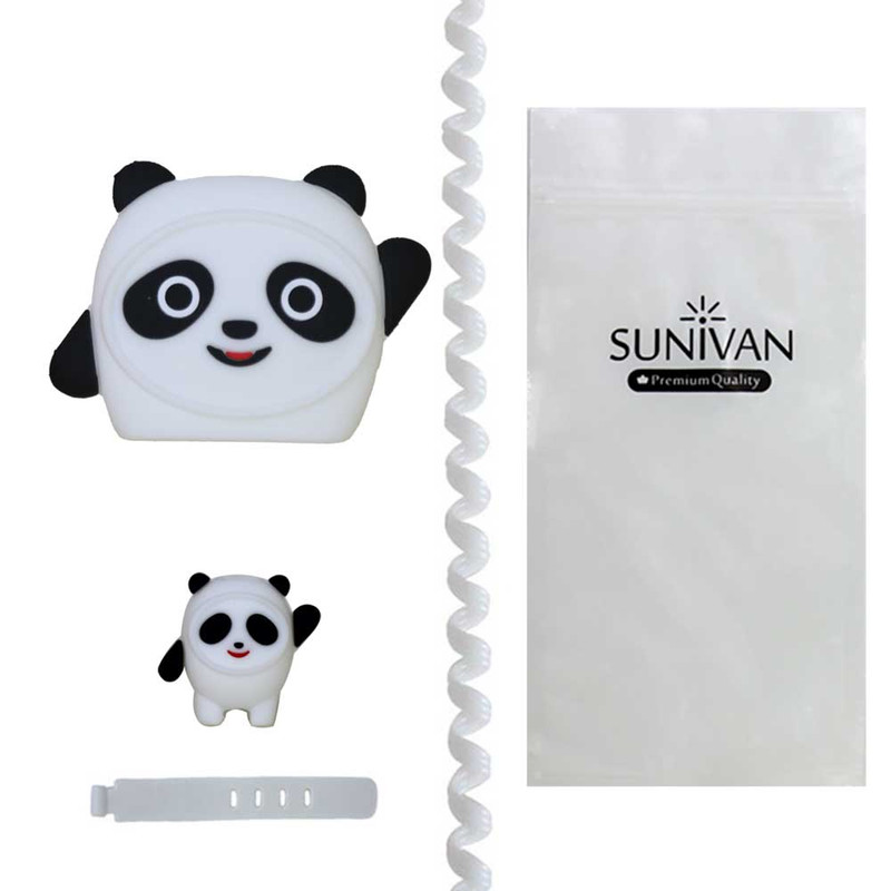 محافظ شارژر دیواری سانیوان طرح عروسکی پاندا مجموعه 4 عددی
