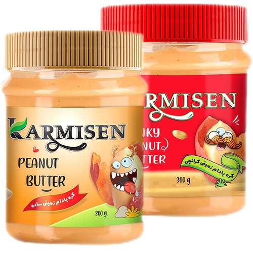 کره بادام زمینی ساده و کرانچی کارمیسن - 300 گرم مجموعه دو عددی