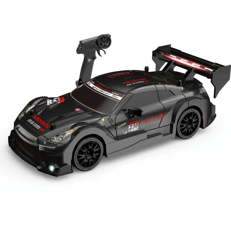 ماشین کنترلی دریفت سواری نیسان GT-R R35 مدل GT-R R35 Drift MNWIK با ژیروسکوپ، چراغ LED، کنترل بی‌سیم 2.4GHz، دو حالت سرعت، مقیاس 1:16 و باتری شارژی 7.4 ولت 1200 میلی‌آمپر ساعت
