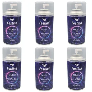 اسپری خوشبو کننده و تصفیه کننده هوا فستینا مدل Bleu De Chanel رایحه گریپ فروت حجم 250 میلی لیتر مجموعه شیش عددی