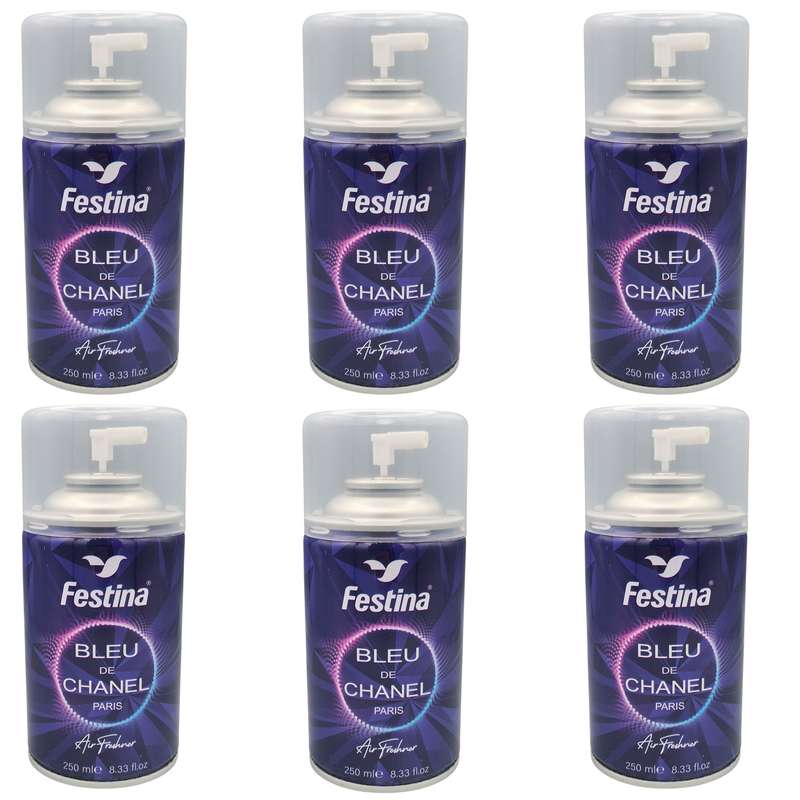 اسپری خوشبو کننده و تصفیه کننده هوا فستینا مدل Bleu De Chanel رایحه گریپ فروت حجم 250 میلی لیتر مجموعه شیش عددی