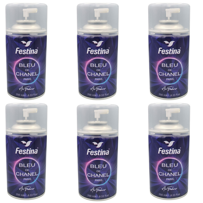 اسپری خوشبو کننده و تصفیه کننده هوا فستینا مدل Bleu De Chanel رایحه گریپ فروت حجم 250 میلی لیتر مجموعه شیش عددی