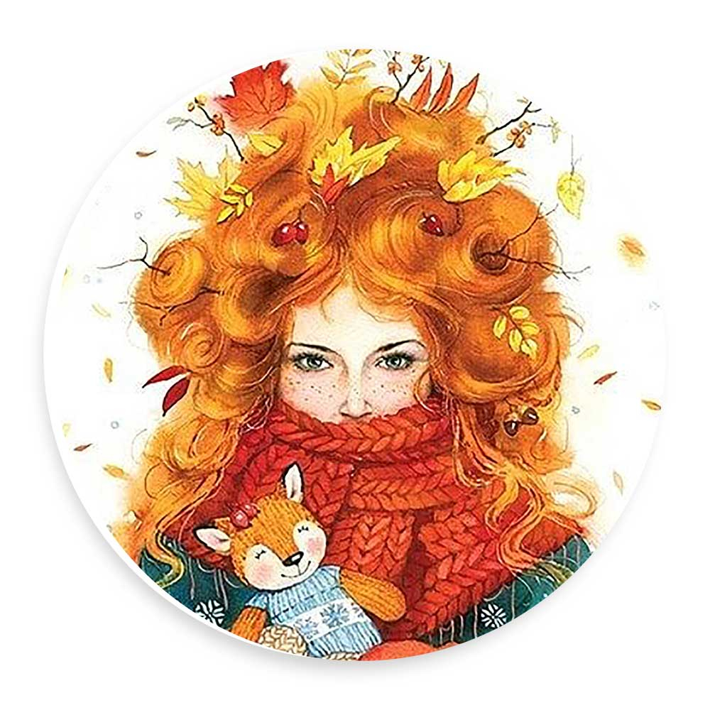  دیوارکوب طرح بانوی پاییز و عروسک روباه مدل wtb777