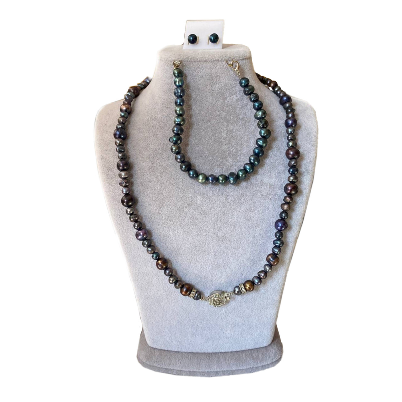 نیم ست نقره زنانه مدل مروارید کد MO0093A