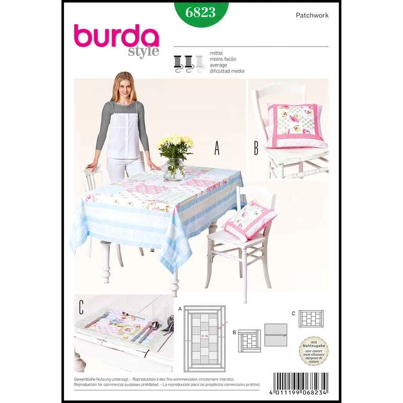 الگو خیاطی رومیزی و کوسن تکه دوزی بوردا استایل کد 6823 سایز 240 در 150