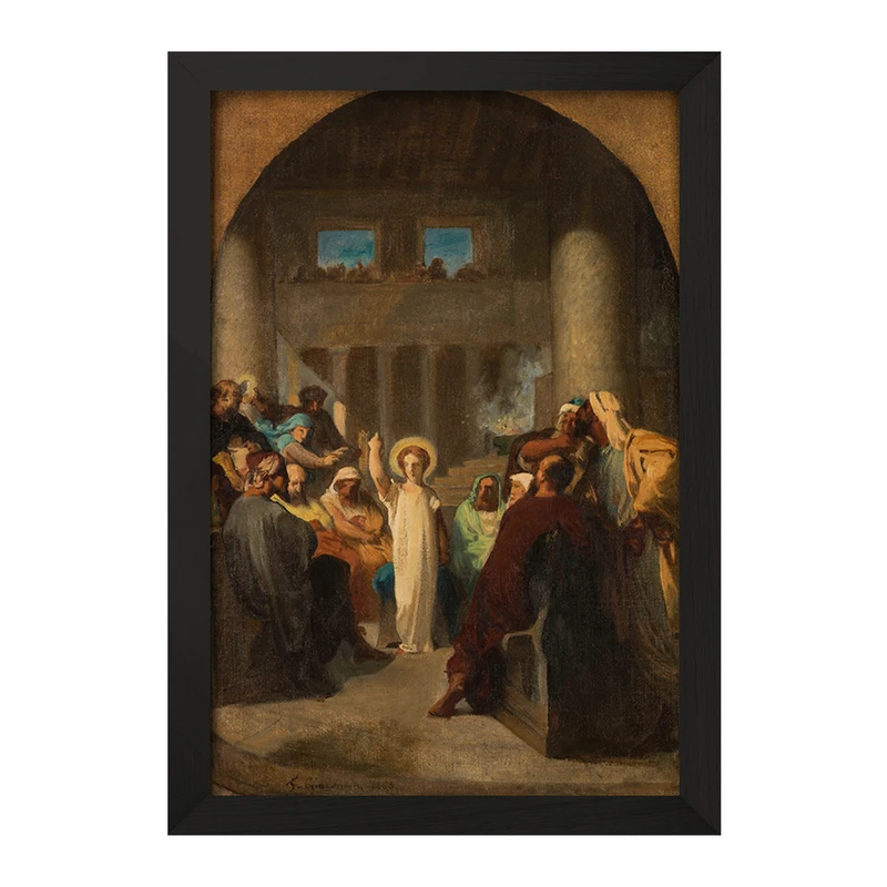 تابلو خندالو مدل نقاشی عیسی در میان پزشکان اثر فلیکس هانری جاکوموتی کد F12244