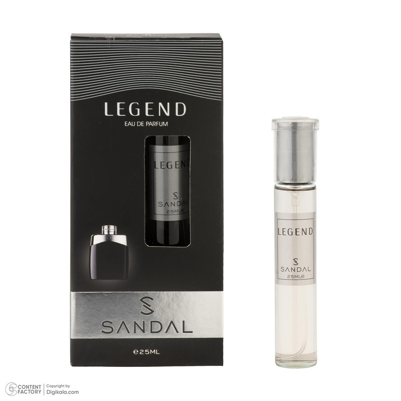 عطر جیبی مردانه صندل مدل LEGEND با رایحه شیرین، خنک حجم 25 میلی‌لیتر