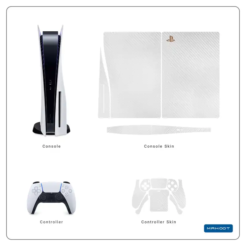 برچسب کنسول و دسته بازی PS5 ماهوت مدل Ceramic-Fiber