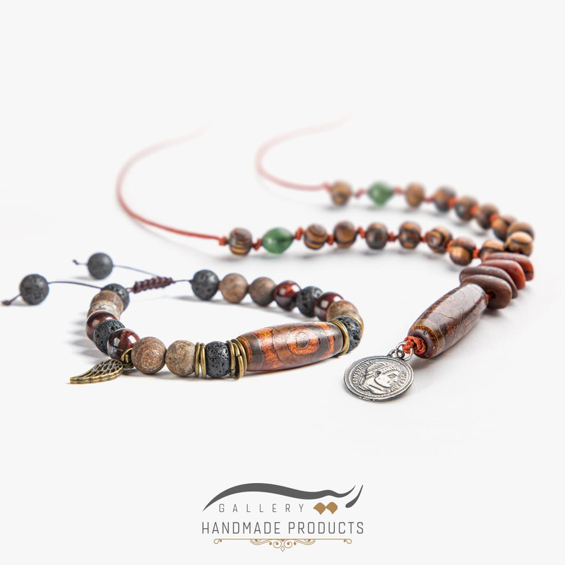 نیم ست نقره مردانه ریسه گالری مدل تبتی 1410-5248