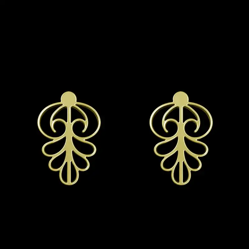 گوشواره طلا 18 عیار زنانه مدوپد مدل هندسی کد GA1-15233