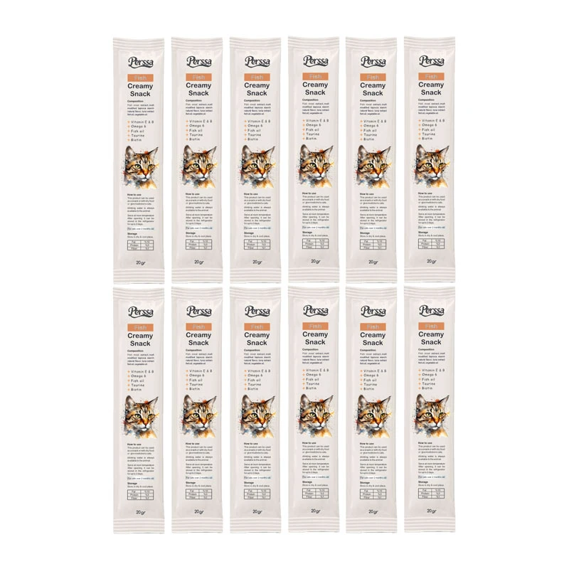 بستنی گربه پرسا مدل Fish وزن 20 گرم بسته 12 عددی