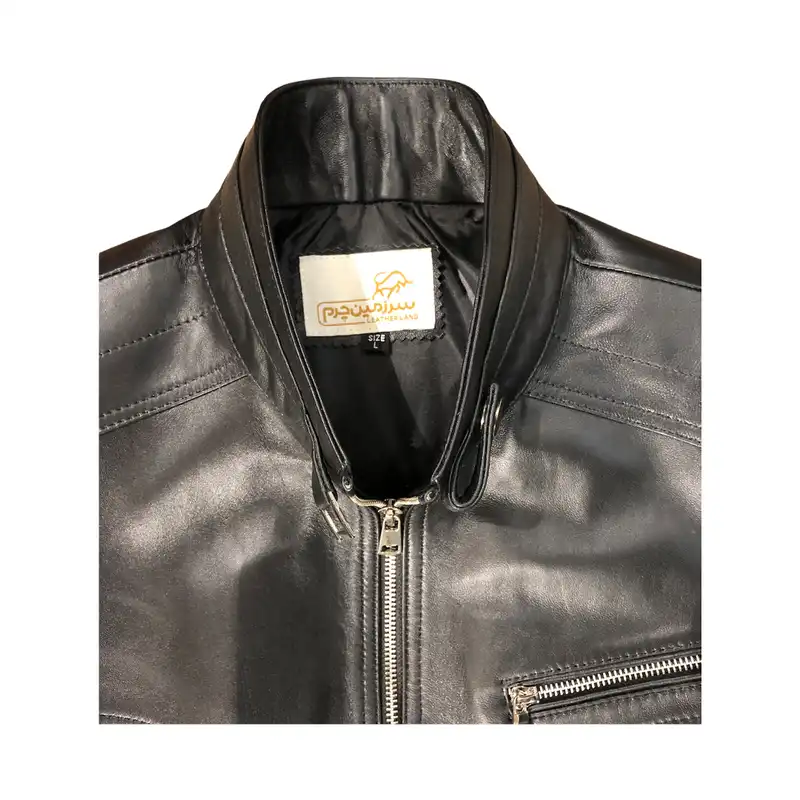 کت چرم مردانه سرزمین چرم مدل لئونارد کد 151023 رنگ مشکی