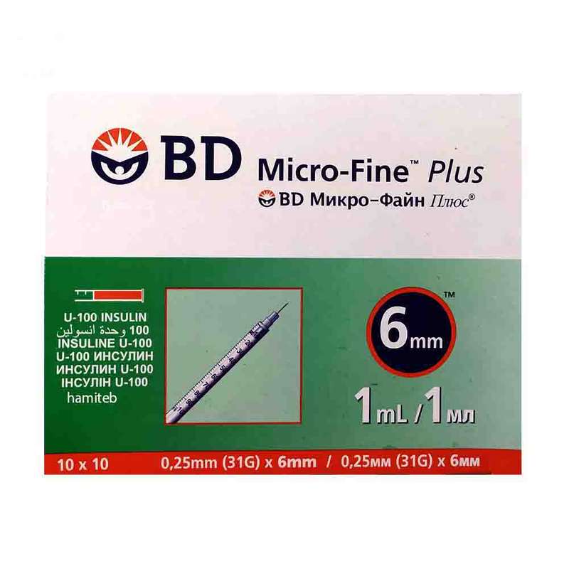 سرنگ انسولین بی دی مدل micro-fine plus حجم 1 میلی لیتر بسته 100 عددی