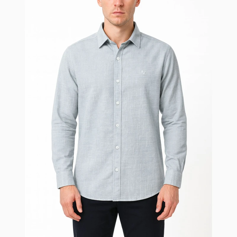 پیراهن آستین بلند یقه برگردان مردانه مدل پنبه
