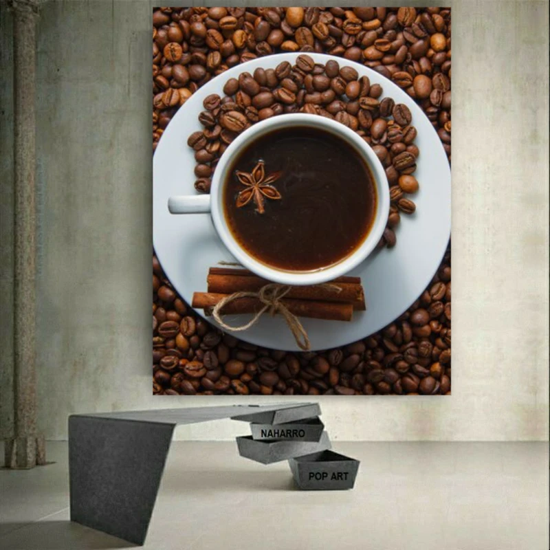  تابلو بوم طرح مخمل فنجان قهوه مدل کافی شاپ کد GR1208