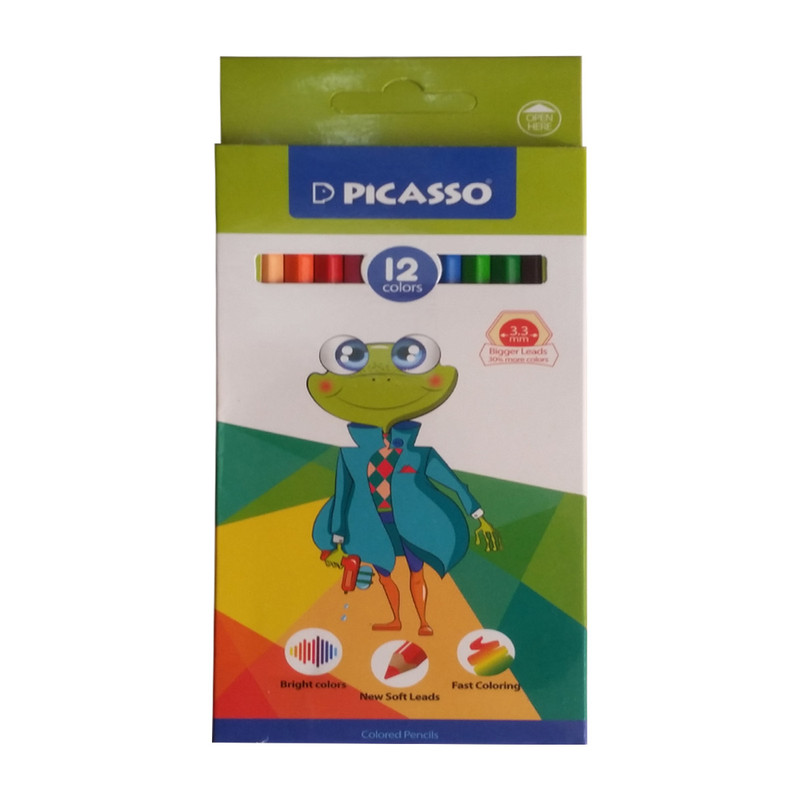 مداد رنگی 12 رنگ پیکاسو طرح قورباغه مدل GOL-12-C