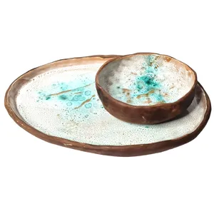 ست سینی و ظرف سفالی مدل موج کد 2