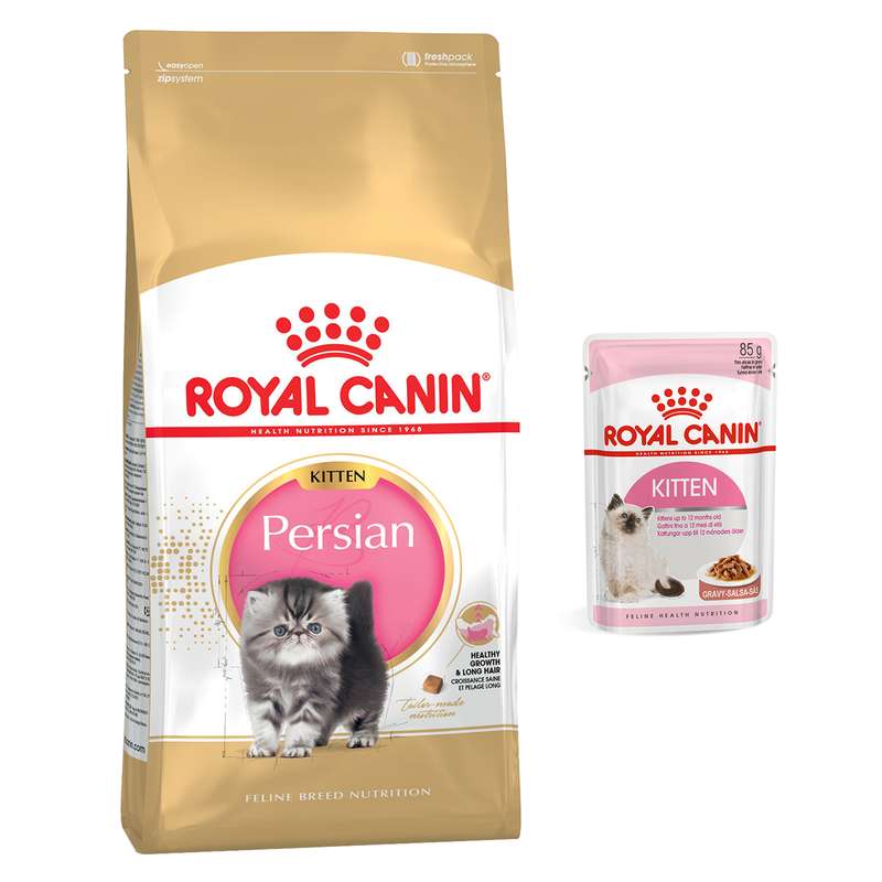 غذای خشک بچه گربه رویال کنین مدل Persian Kitten وزن 2 کیلوگرم به همراه پوچ وزن 85 گرم