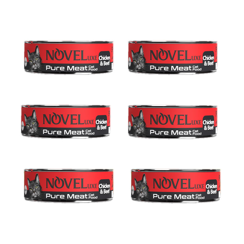 کنسرو گربه نوول لوکس مدل Chicken Beef وزن 120 گرم بسته 6 عددی