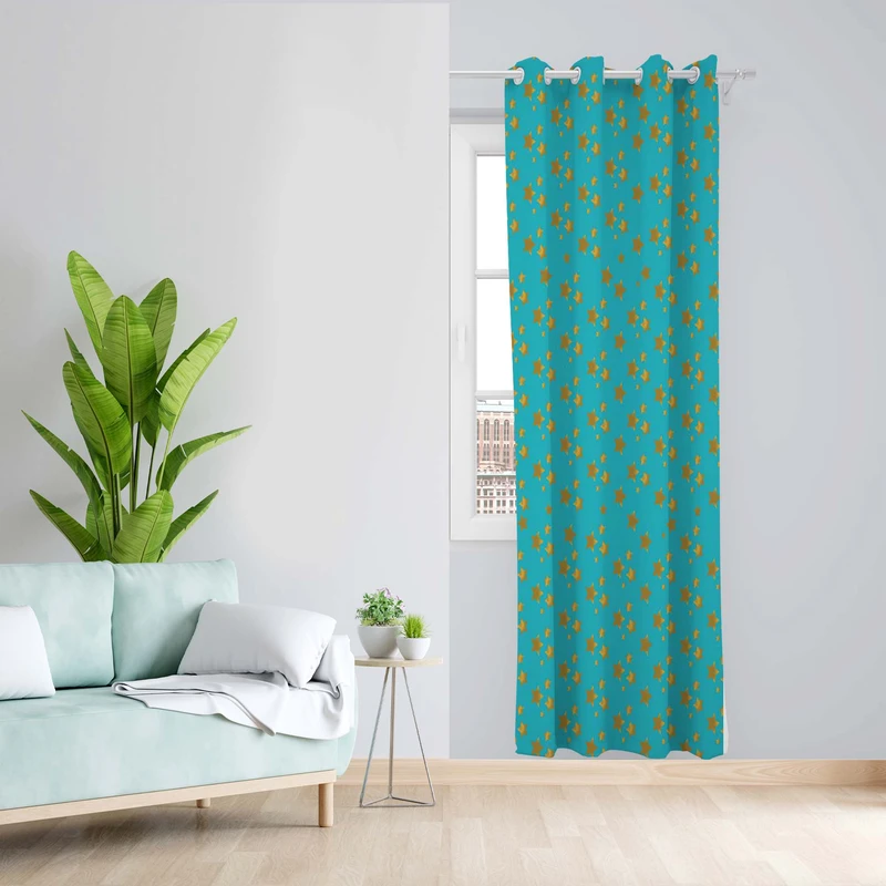 پرده طرح ستاره مدل مخمل پانچی کد 1437 z سایز 140x200 سانتی متر