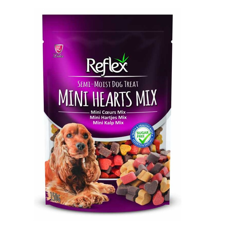 غذای تشویقی سگ رفلکس مدل Mini Hearts Mix وزن 150 گرم